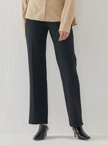 Boots Cut High-Waist Elastic Slacks [Black] - camino - Modalova