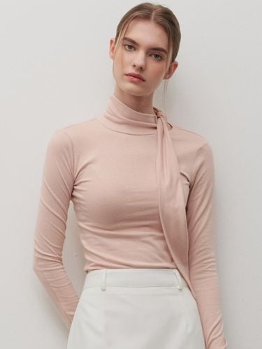 Tie Neck Cotton Modal Blouse [PINK] - camino - Modalova