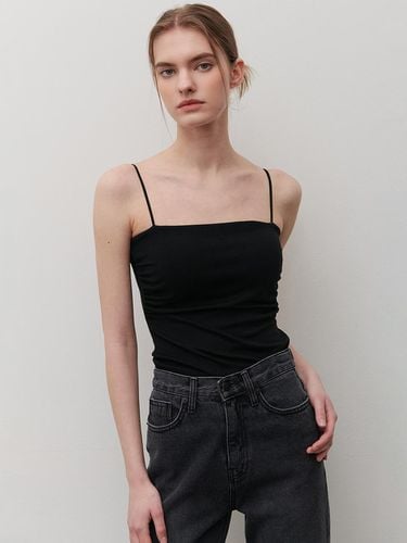 Shirring Cap Sleeve Elastic Top [Black] - camino - Modalova