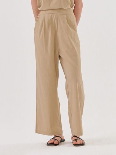 Linen Banding Wide Straight Slacks [Beige] - camino - Modalova