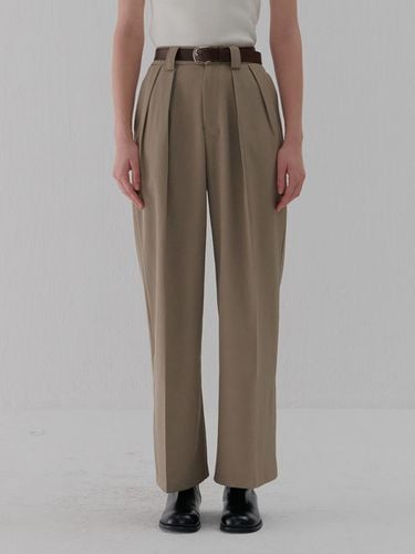 Belted Pleated Wide Pants [Beige] - camino - Modalova