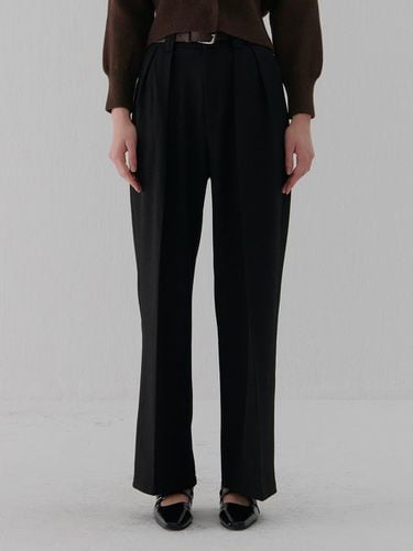 Elastic Waist Pintuck Wide Pants [Black] - camino - Modalova