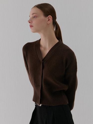 V-neck Wool Relaxed Fit Cardigan [Brown] - camino - Modalova