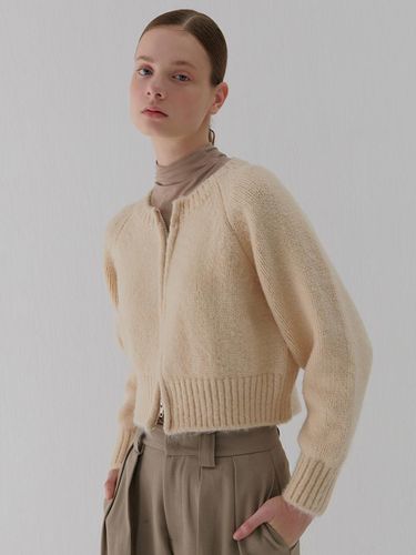 Round Zip-up Wool Cardigan [Beige] - camino - Modalova