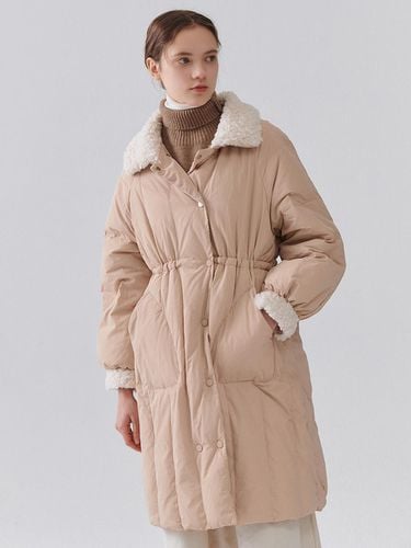 Strap Quilting Long Padded Coat [Beige] - camino - Modalova