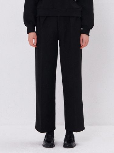 Fleece-lined Wide Pintuck Belt Pants [Black] - camino - Modalova