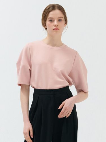 Balloon Sleeve Elastic T-shirt [PINK] - camino - Modalova