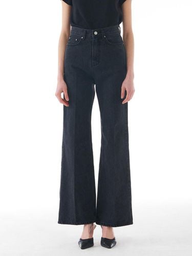 Wide Boot Cut Cotton Jeans [Black] - camino - Modalova