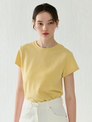 Semi Round Neck Cotton T-Shirt Dress [Yellow] - camino - Modalova