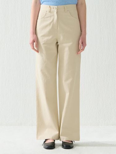 Cotton Wide Regular Fit Pants [Beige] - camino - Modalova