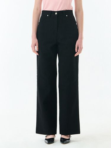 Cotton Relaxed Fit Wide Leg Pants [Black] - camino - Modalova