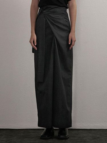 Strap Wrap Wide Organic Cotton Pants [Charcoal] - camino - Modalova