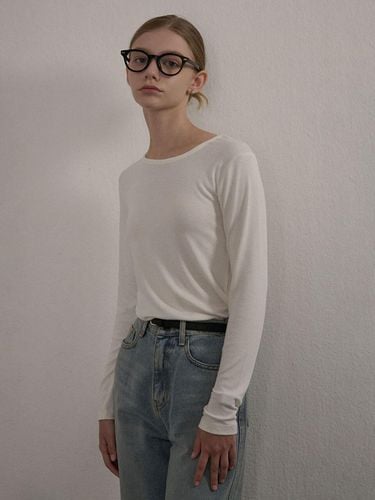 Basic Round Polyester Stretch T-shirt [Beige] - camino - Modalova