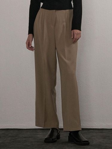 Pin Tuck Wide Leg High Rise Pants [Beige] - camino - Modalova