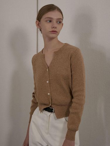 Slit Ribbed Wool-Blend Cardigan [Beige] - camino - Modalova