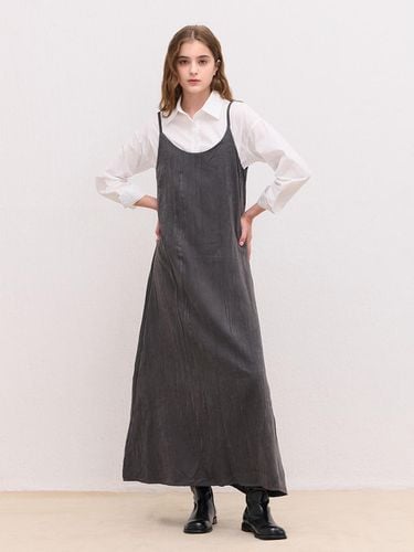 Wrinkle Layered Sleeveless One-Size Dress [Charcoal] - camino - Modalova