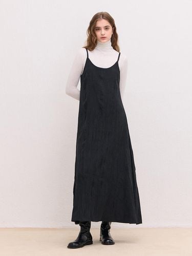 Wrinkle Layered Sleeveless Dress [Black] - camino - Modalova