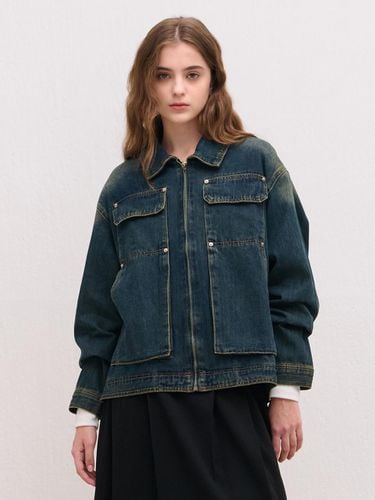 Pocket Oversized Cotton Jacket [Blue] - camino - Modalova