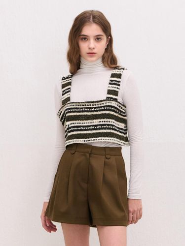 Stripe Bustier Cropped Knit [Brown] - camino - Modalova