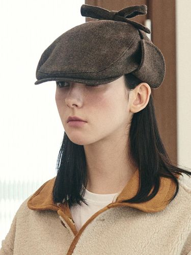 Embroidered Wool Blend Hunting Cap [BROWN] - VARZAR - Modalova