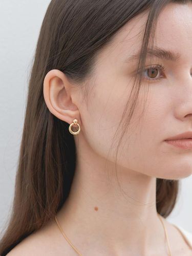 Nordic Minimalist Hanging Ring Earrings (E024_gold) - halden - Modalova