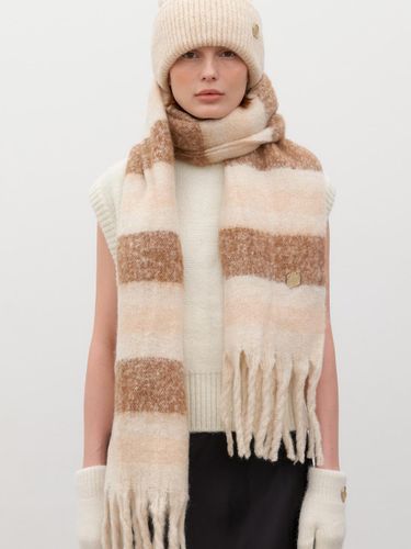 Heavy Block Stripe Nordic Polyester Muffler [Ivory Beige] (M033) - halden - Modalova