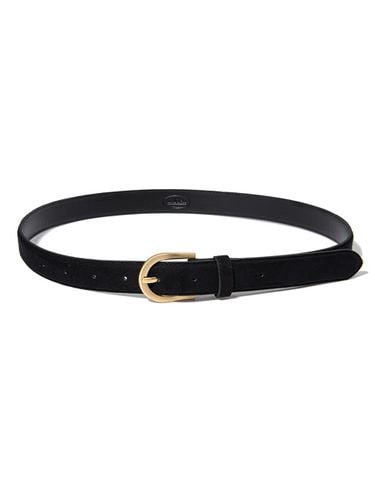 Round Gold Buckle Suede Belt [] (T026) - halden - Modalova