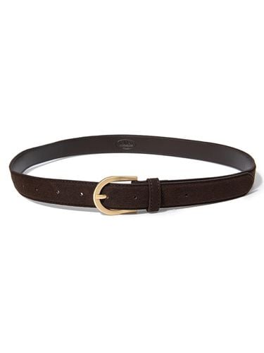 Round Gold Buckle Adjustable Suede Belt [] (T026) - halden - Modalova