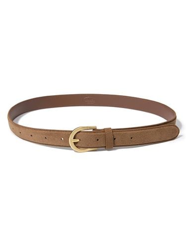 Round Gold Buckle Adjustable Suede Belt [] (T026) - halden - Modalova