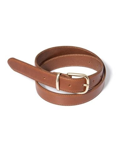 Round Square Gold Buckle Cowhide Premium Belt [] (T027) - halden - Modalova