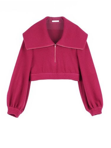 Wing Collar Zip-up Wool Top [Pink Rose] - GAYEON LEE - Modalova