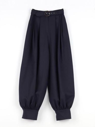 Baggy Wide-fit Twill Trousers [Midnight Navy] - GAYEON LEE - Modalova