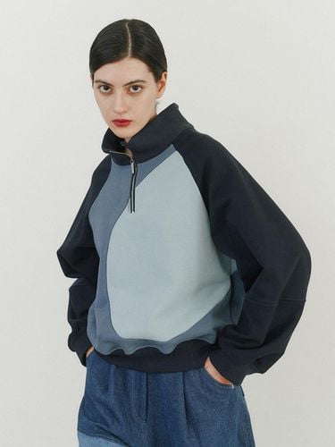 Half-zip Cotton Jersey Top [Navy] - GAYEON LEE - Modalova