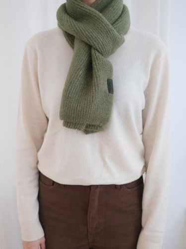 Slow-stitch Plain Wool Blend Muffler [Natural Green] - slowstitch - Modalova