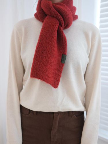 Slow-stitch Plain Wool Blend Muffler [Red] - slowstitch - Modalova