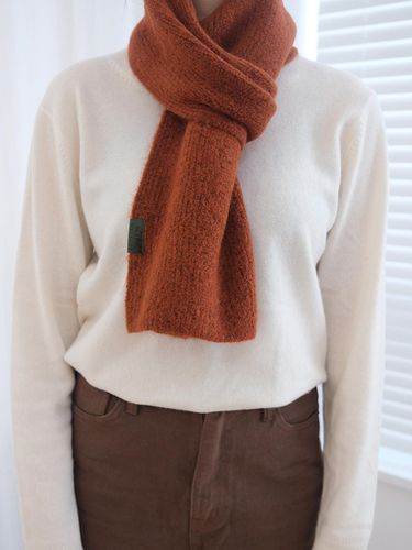 Slow Stitch Plain Winter Knit Muffler [Orange Red] - slowstitch - Modalova