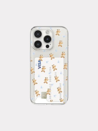 Fluffy Bear Pattern Clear Card Slot Phone Case - mademoment - Modalova