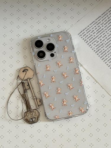 Fluffy Bear Pattern TPU Clear Phone Case - mademoment - Modalova