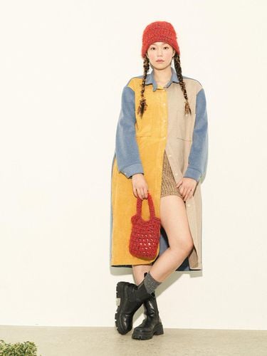 Colorblock Shirt Style Denim Dress - MISU A BARBE - Modalova