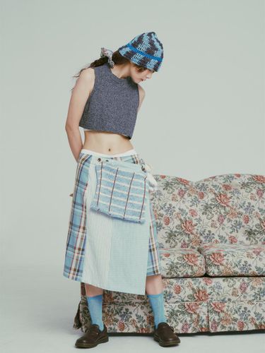 Nomadic Wrap Asymmetrical Check Skirt [Blue] - MISU A BARBE - Modalova