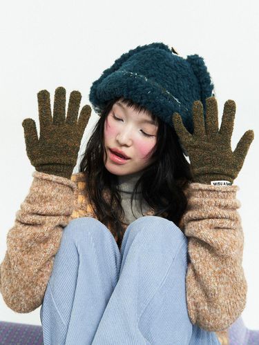 Wool Cozy Monster Gloves [Brown] - MISU A BARBE - Modalova