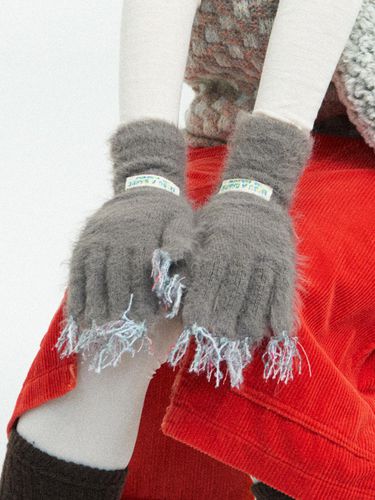 Hand-stitched Wool Blend Long Gloves - MISU A BARBE - Modalova