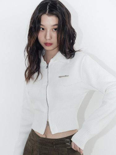 Logo Point Collar Relaxed Fit Zip-Up [Ivory] - HIGHSCHOOLDISCO - Modalova