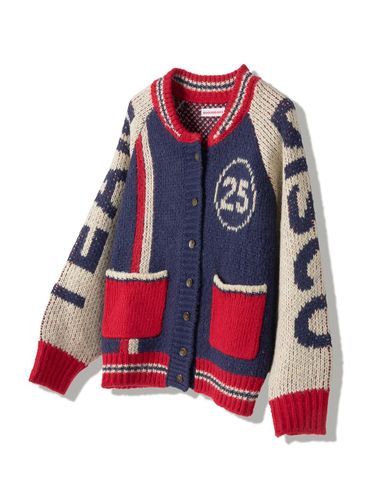 Team Disco Graphic Oversized Cowichan Cardigan [Navy] - HIGHSCHOOLDISCO - Modalova