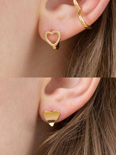 Mini Heart One Touch Brass Earrings - FANTASTIC PLANET - Modalova