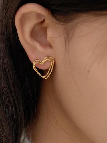 Layered Curved Heart Titanium Earrings - FANTASTIC PLANET - Modalova