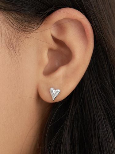 Silver Three-dimensional Heart Earrings - FANTASTIC PLANET - Modalova