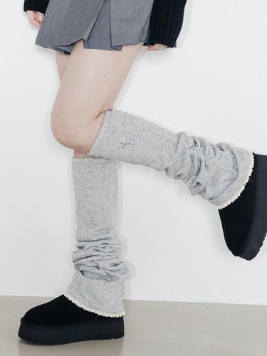 Lace Shirring Wool Leg Warmers [Grey] - HIGHSCHOOLDISCO - Modalova