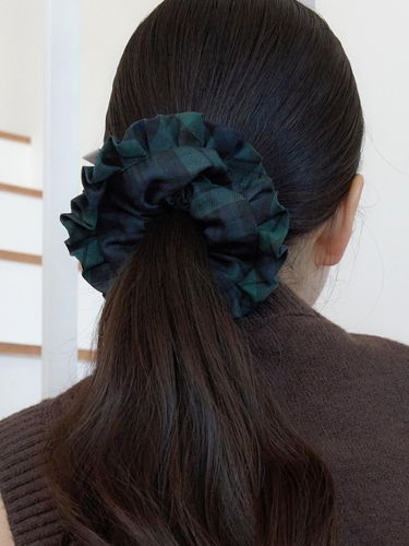 Flannel Check Ruffle Scrunchie [] - FANTASTIC PLANET - Modalova