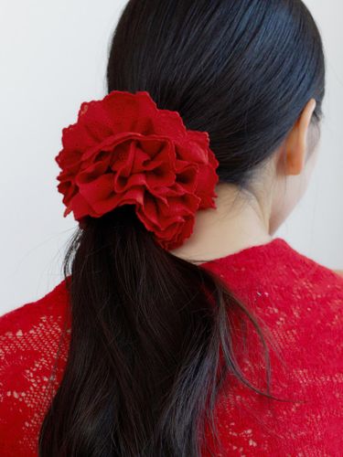 Double Layer Cotton Lace Embroidered Scrunchie [] - FANTASTIC PLANET - Modalova